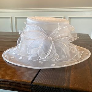 Light & airy white Kentucky Derby hat